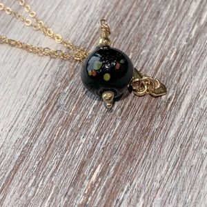 14K Gold Filled Glass Bead Art Necklace